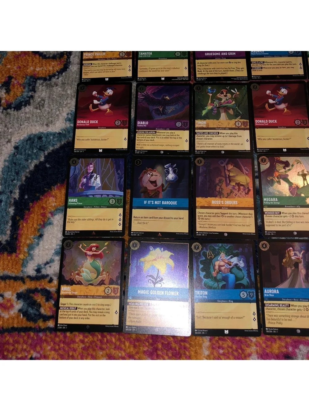 DISNEY LORCANA ALL COLD FOIL 24 CARD LOT ARIEL ELSA PLUTO GENIE PETER PAN HANS